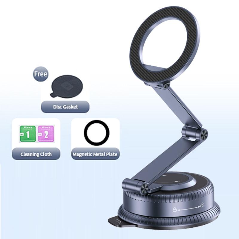 3 Axis Foldable Magnetic Holder Car Vacuum Suction Phone Mount Strong Grip Dashboard 360° Rotation Windshield Stand Universal For Smartphone