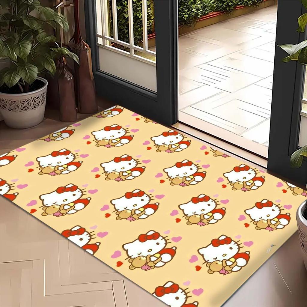 Cute Hello Kitty Cartoon Print Rug, Non-slip and Stain-resistant, Perfect for Bedroom and Living Room Home Decor.