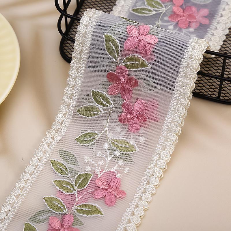 5 Yards Flower Embroidery Lace Ribbon For Bow Making Clothing Decor Sewing Fabric Craft Supplies Needlework Accessories