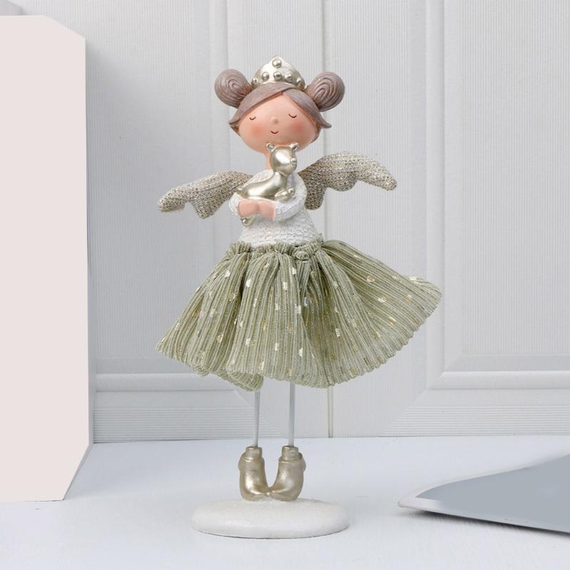 Cute Long Leg Girl Figurine Sculpture Resins Craft Standing Girl Statue Book Shelves Table Ornament Home Desktops Decors