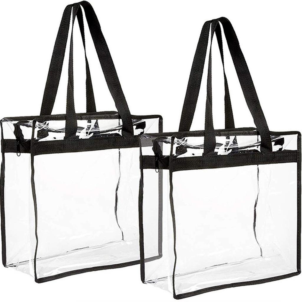 2/4Pcs Large Capacity Clear Tote Bags Multipurpose Clear Lunch Bag with Zipper Flexible Transparent Shoulder Bag for Work School