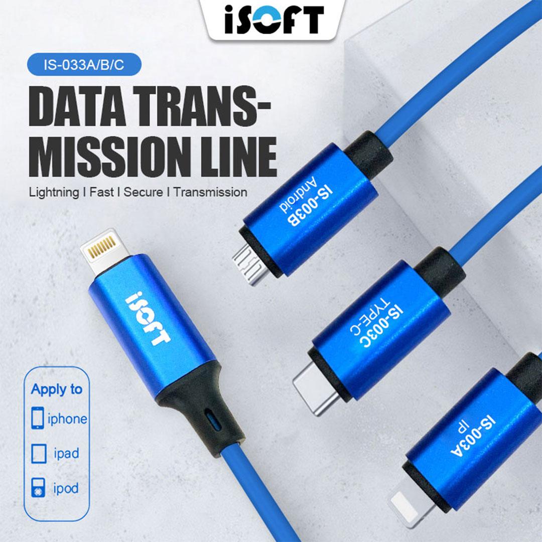 

ISOFT IS-003B Data Transmission Cord Lightning to Micro-USB Data Copy Cable A