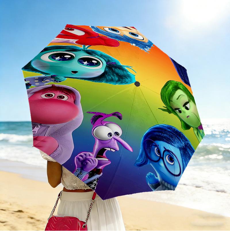 Inside Out Emotions 8 Ribs 3Fold Black Glue Uv Protection Umbrella Sun Protection Rainproof Compact Folding Umbrella For Travel Daily Use C9241003