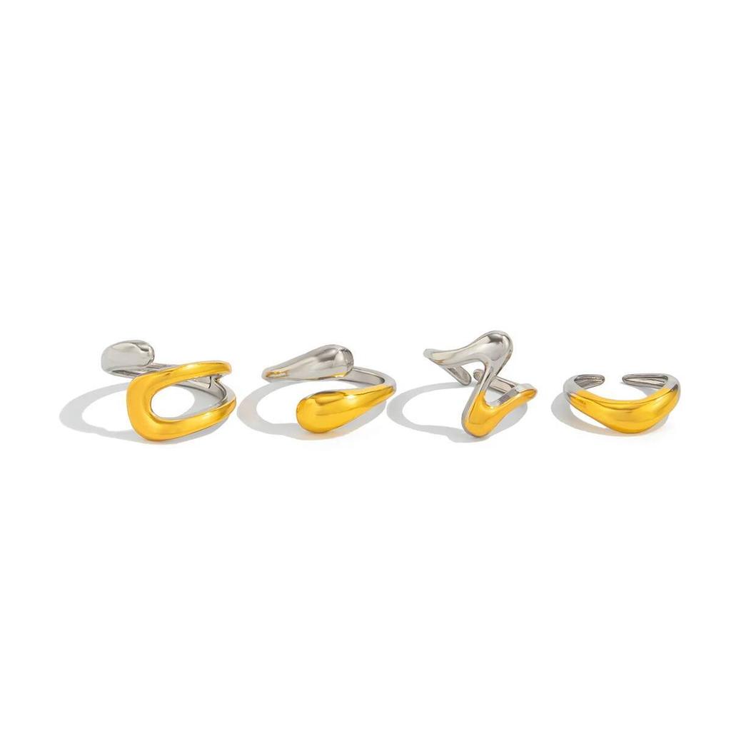 Ingemark 4Pcs/Set Creative Smooth Surface Irregular Open Rings Women New Trend Goth Adjustable Rings Suitable for Daily Jewelry