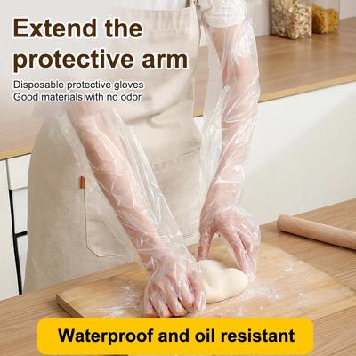 10/30PCS Disposable Printed Gloves Extended And Thickened Housework Gloves Catering Kitchen Household Dishwashing Long Gloves