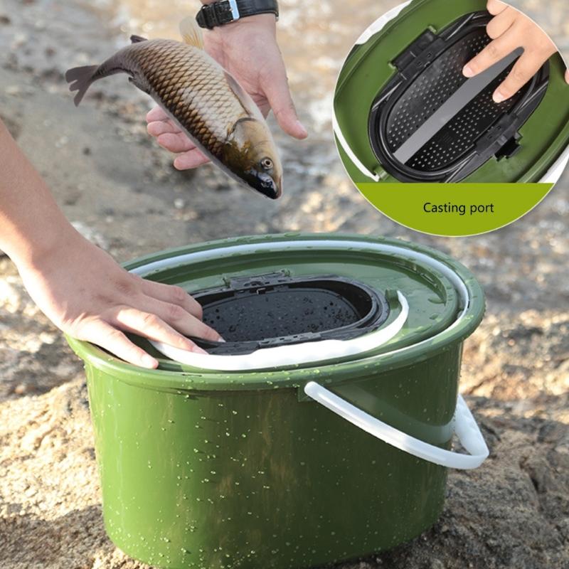 Carps Fishing Bucket Breathable Meshes Live Fish Box With Separate Handle Double Layers Permeable Grid Live Fish Bucket