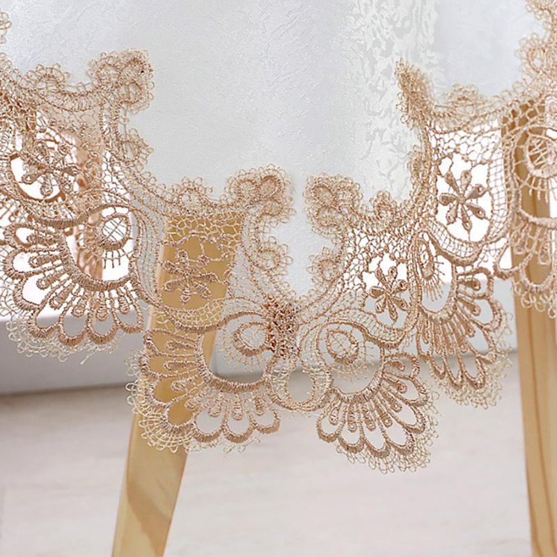 Luxury Tribute Silk Jacquard kulatý ubrus Krajkový ubrus Obývací pokoj Zkrášlující Dekorativní ubrus