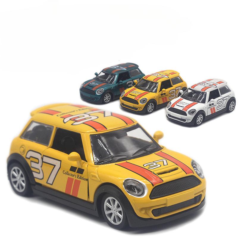 1:32 Alloy Mini Cooper Painted Rally Car Model Pull Back Door Opening Car Model Children'S Toy Gifts