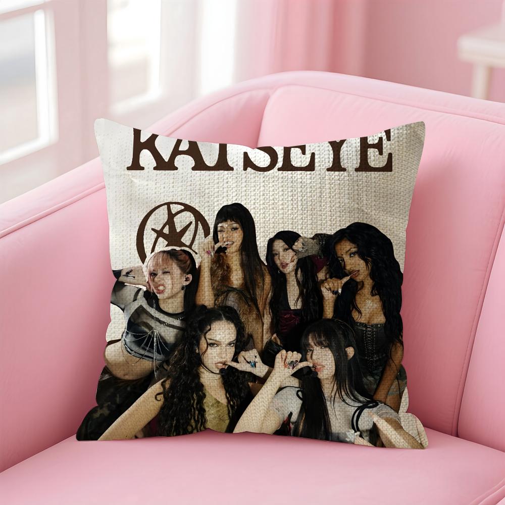 Band KKatseye Cushion Cover Natural Linen Pillow Case DoubleSided Print Decorative Sofa Pillowcase Home Decor Gift