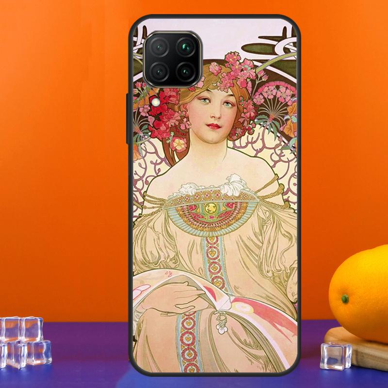 Vintage Alphonse Mucha Art For Huawei Nova 12s 12i 11i 8i 9 10 SE Y91 Y90 Y60 Y70 Y72 Y61 P20 P40 Lite P30 P60 Pro Case