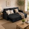 Convertible Corner Sofa, 3-Seater Sofa Bed 192 cm, Reversible Chaise Lounge, Anthracite Grey