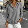 Women's Casual V Neck Pullover Sweatshirt Long Sleeve Button Front Top Relaxed Fit Lightweight Fabric Suitable for Everyday Wear