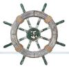 24" Army Green Wood Rudder Boat Ship Wheel Nautical Decor Beach Wall Decor 1V-94G6-V81J