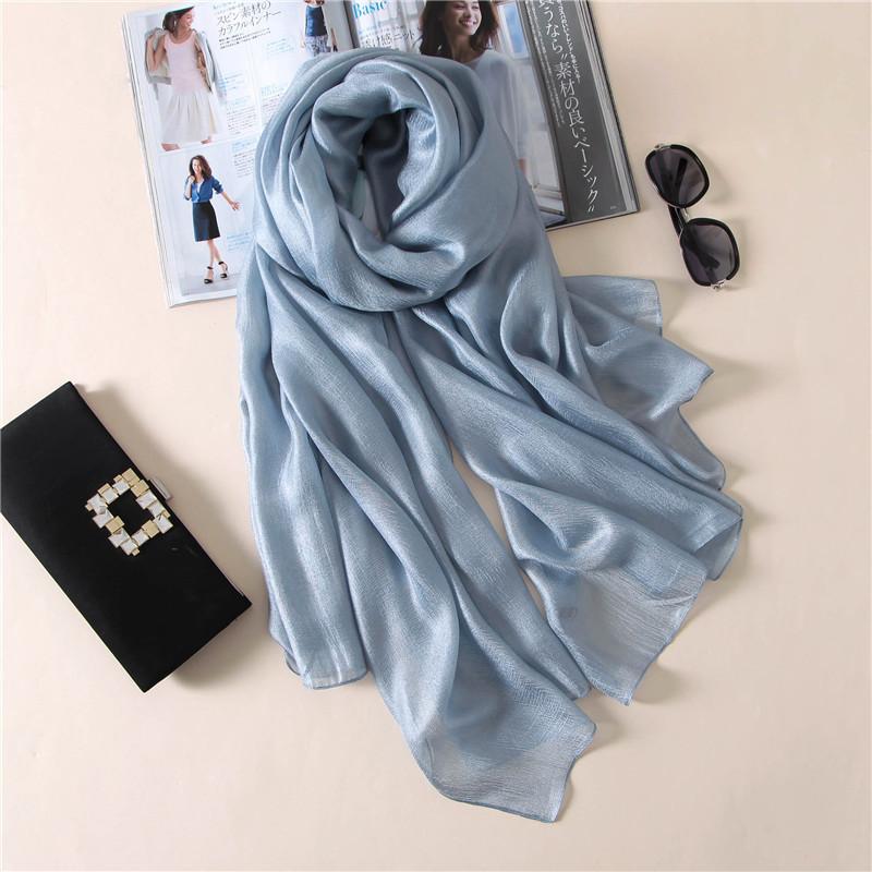 Luxury  Women Fashion Scarf Plain Solid Silk Linen Shawls Scarves Summer Lady Bandanas Pashmina Foulard Hijab 180*90Cm