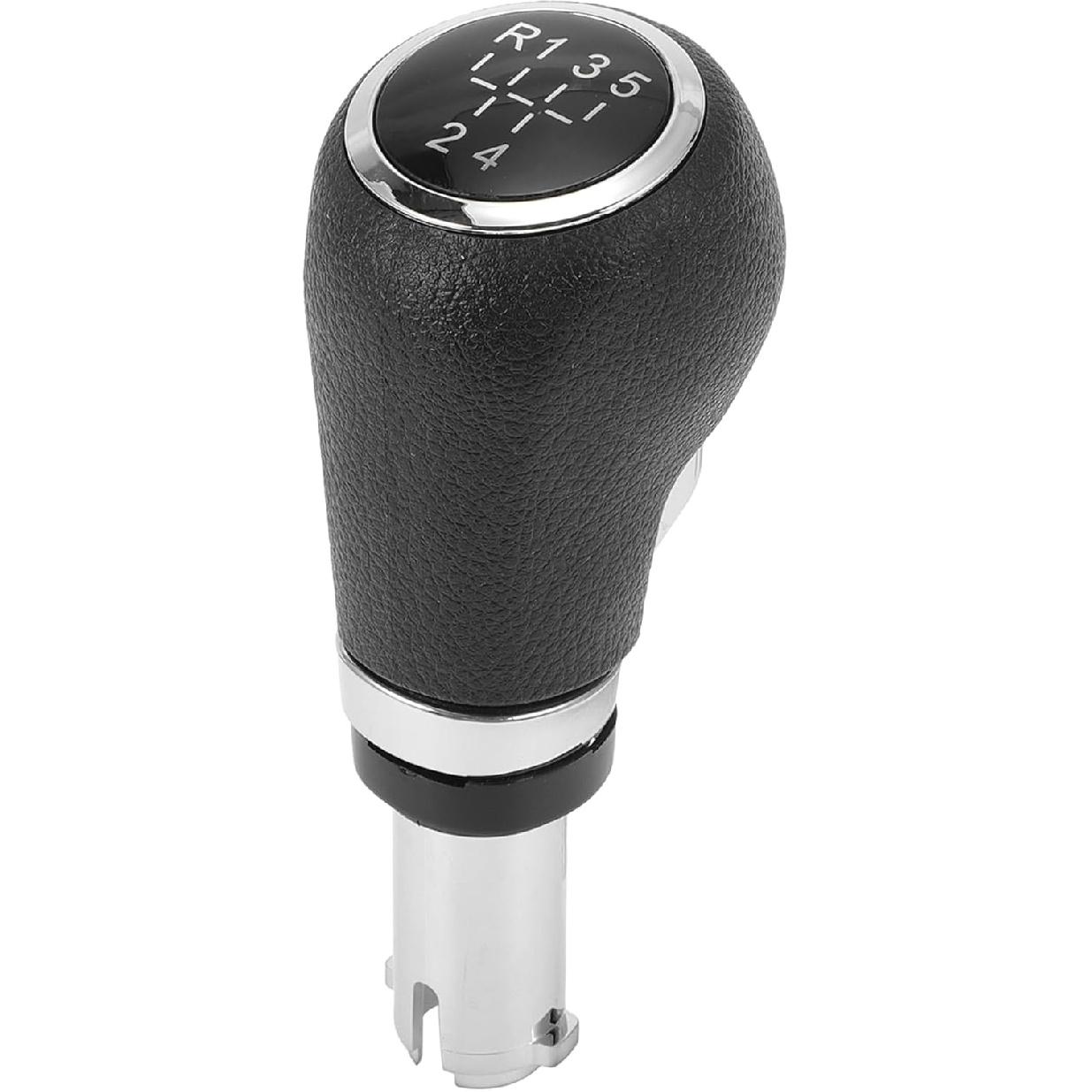 

5 Speed Manual Gear Shift Knob, Automotive Gearbox Stick Shifter Lever Knob for Chevrolet Trax 2013-2020 Plastic Faux Leather Black Silver Tone, 1 Pc