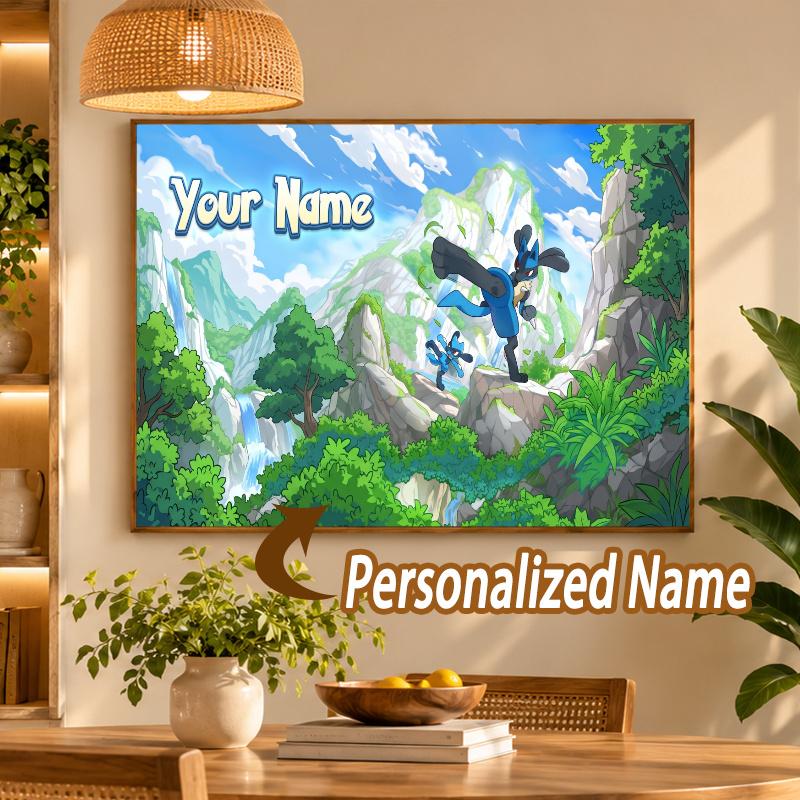 Lucario Custom Name Diamond Painting Personalized 5D Full Drill DIY Diamond Art Home Decor