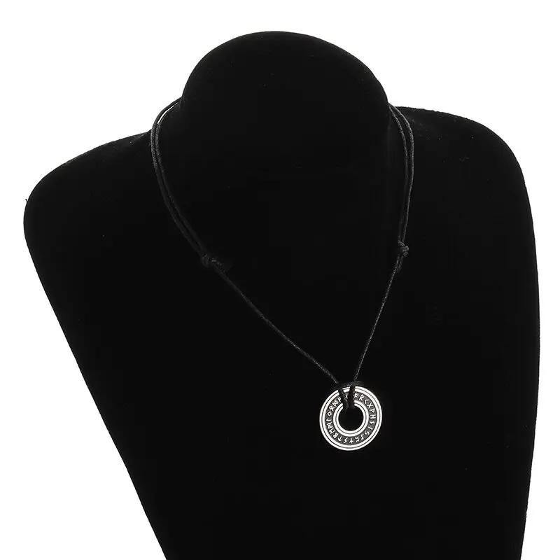 Island Severský Vegvisir Helma Runový Kruh Hrůzy Nerezová Ocel Přívěsek Kožená Šňůrka Řetízek Amulet Pánské Šperky