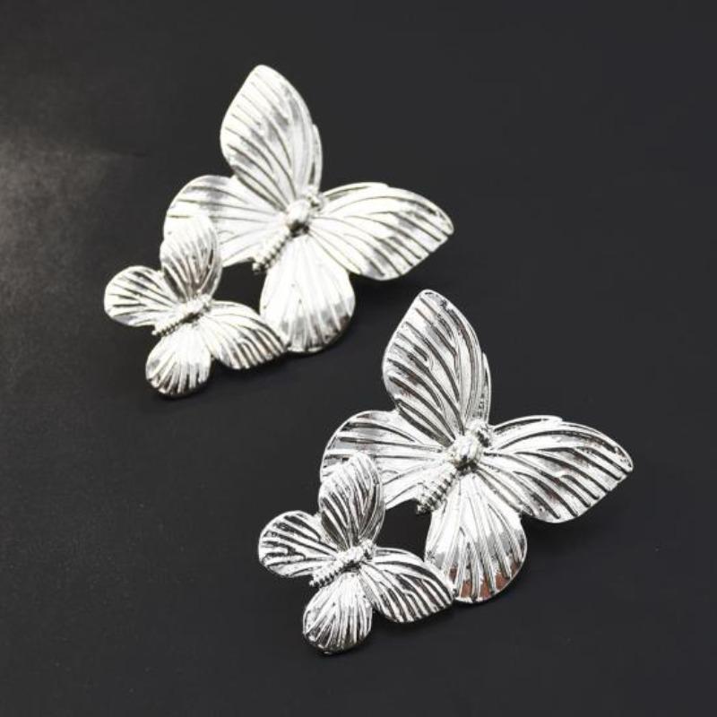 Women's Double Layers Butterfly Long Tassels Rhinestone Hook Linear Earrings