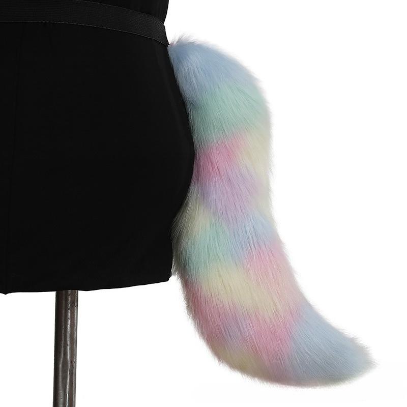 Sztuczne Futerka Ogon Zwierzęcy Lisy Koty Pies Ogon Wilka Halloween Kostium Cosplay Akcesoria Imprezowe Regulowany Futrzany Ogon Kota Lisa