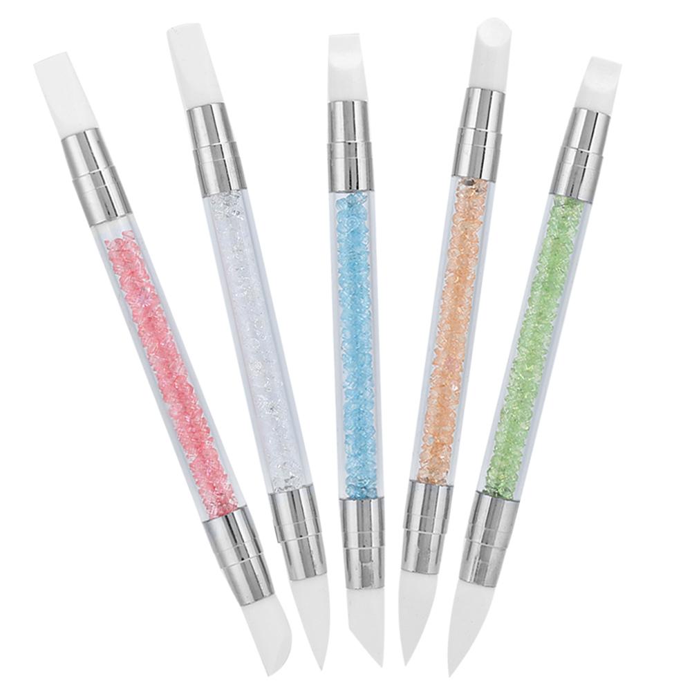 5Pcs Nail Brush Silicone Pen Hollow Carving Embossing Pen Nail Art Accessories Soft