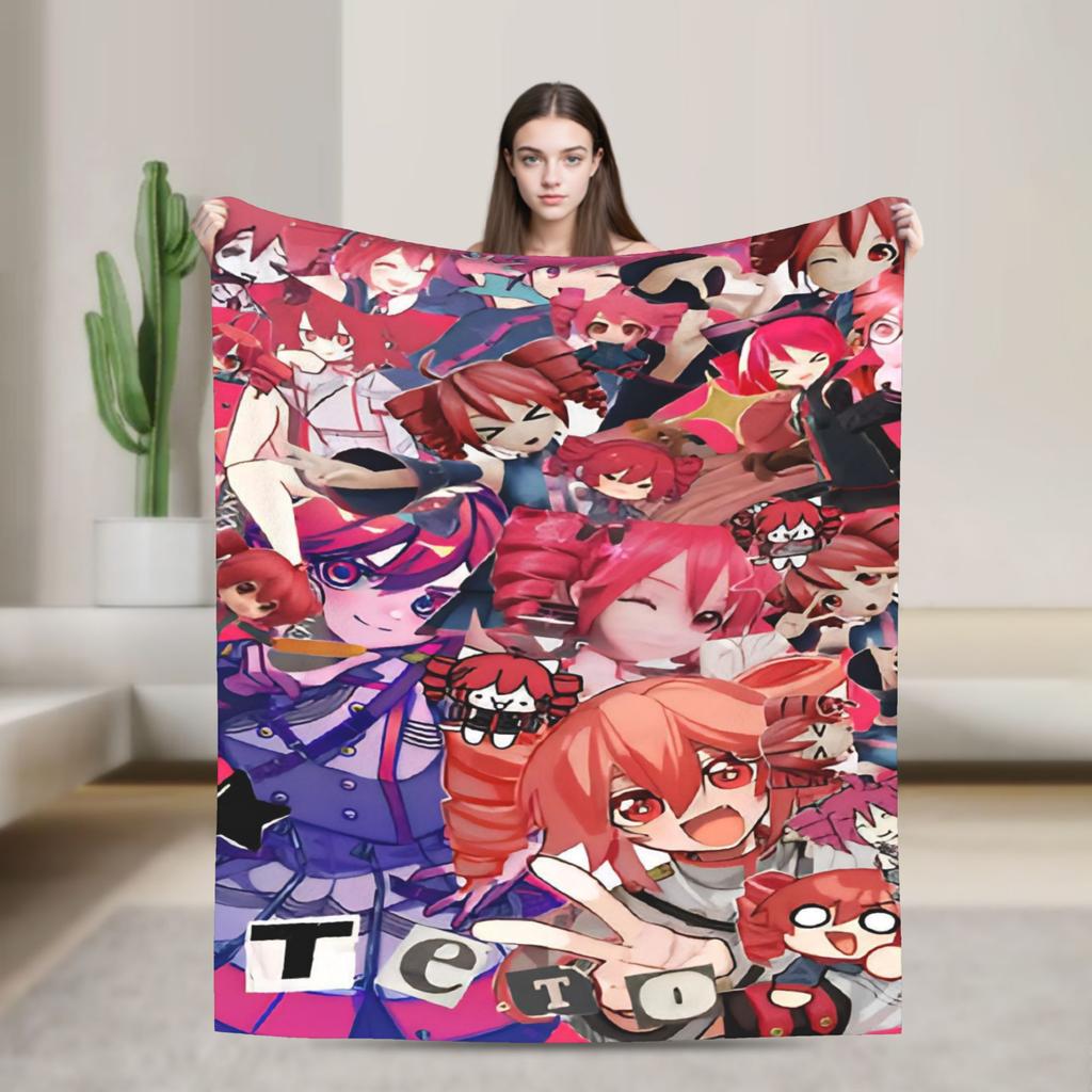 Anime Kasane Teto Flannel Printed Blanket Suitable for All Seasons Suitable for Living Room Office Sofa and Travel 180x250CM