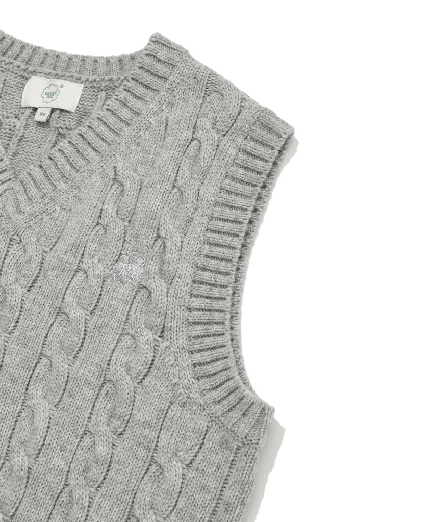 COVERNAT WOMAN Cable Knit Vest Heather Gray
