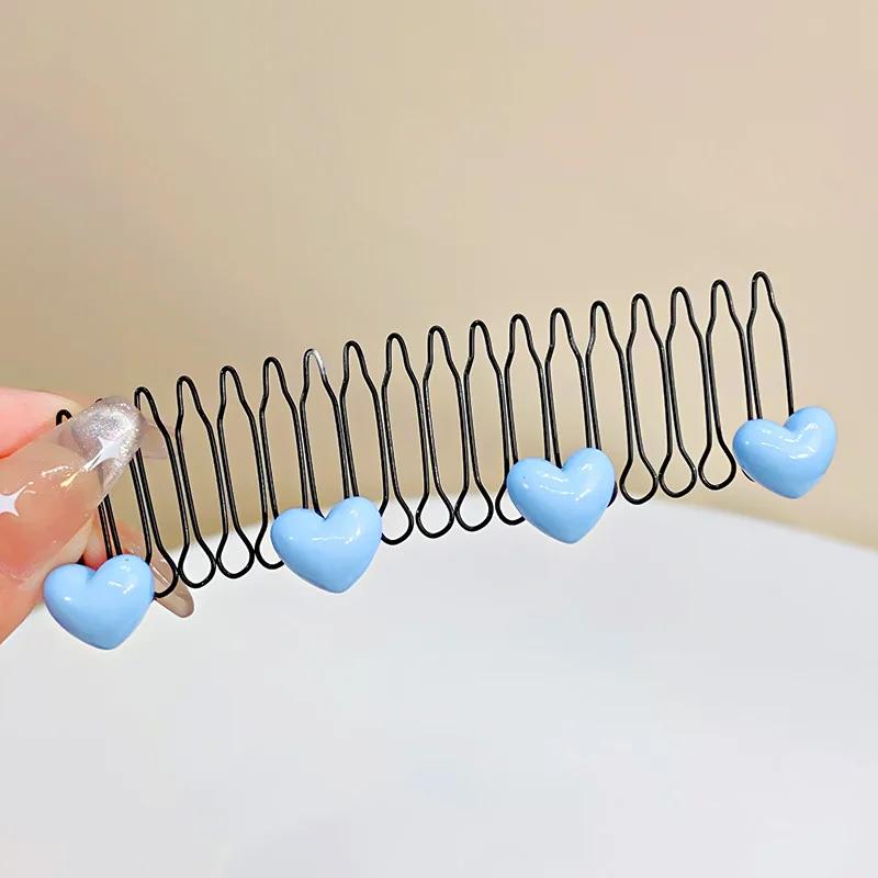 Invisible Broken Hairpin Girls Sweet Bow Heart Hair Clip Kid Tiara Tool Curve Needle Bangs Fixed Insert Comb Styling Accessories