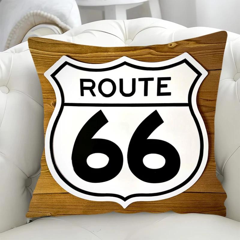 Pillowcase Highway Route 66 Cushion Covers 45x45 Short Plush Fall Decor Duplex Printing Cushions Cover 45*45 Lounge Chairs Sofa