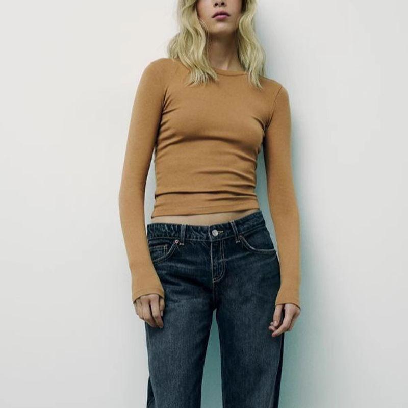 Spring New Women's Clothing Casual Bottoming Shirt Tops Cotton and Modal Blended Long Sleeves T-shirt 4424809