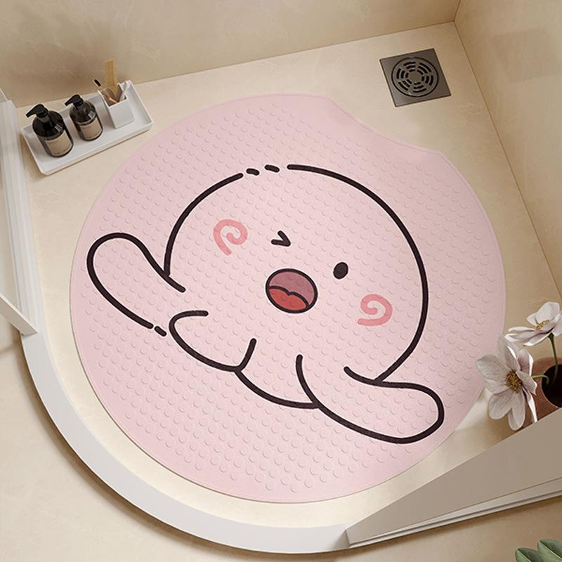 Bathroom Anti-slip Floor Mat Round Children's Suction Cup Splash Waterproof Bathroom Wet Area Foot Mat Toilet Toilet Toilet Drain Mat