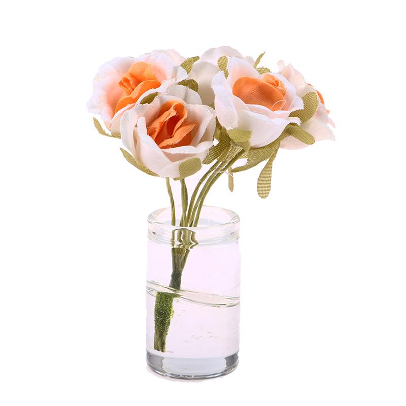 1:12 Dollhouse Miniature Jasmine Flower Vase Glass Dried Flower Vase Flower Arrangement Pot Doll Home Simulation Potted Plants