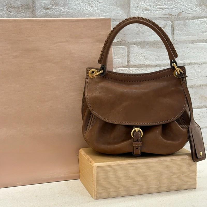 Vintage Washed Leather Saddle Bag - Casual Commuter Handbag Women