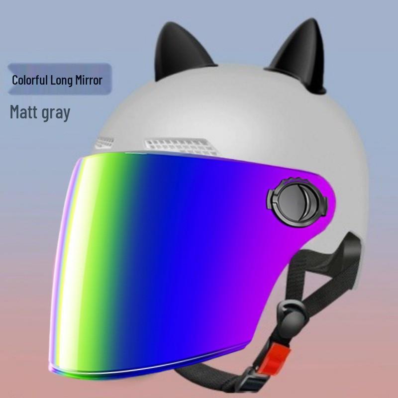 3C Certified Unisex Cat Ear Electric Bike Helmet, Sun Protection, All-Season Safety