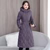 European Station Fattening Plus XL Large Size Waist Fashion Cotton Clothes Women's Knee Long Rhombus Thickened Warm Cotton Clothes