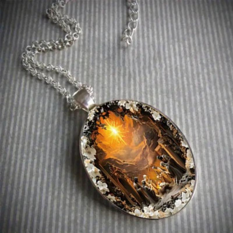 Exquisite Oval-shaped Pendant, Beautiful Evening Accessory Necklace