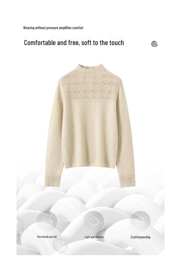 Romantic & Aesthetic High Neck 100% Pure Cashmere Red Sweater – Warm, Soft, Knitted Base Layer for Women