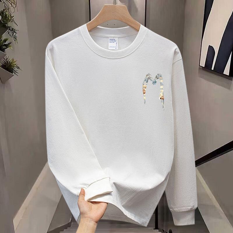 American Trendy Brand Pure Cotton T-Shirt Men'S Bottoming Shirt Long-Sleeved Trendy Autumn And Winter Men'S And Women'S Crew Neck Sweater