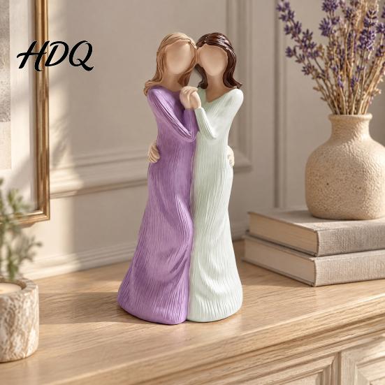 Angel Figurines for Home Decor Sister Figurines Hand Carved Resin Statue Living Room Unique Gifts Best Friends Bedroom Decor Heartwarming Friendship