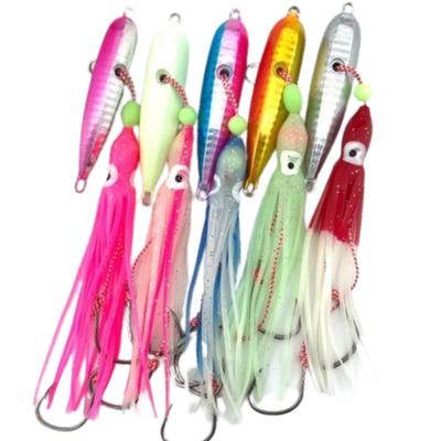 Ensemble de leurres Inchiku avec Octopus Métal Dorade Dorade Dorade Dorade Dorade Poisson Bleu Pêche de Fond Bateau Mer Nuit Offshore Leurre (5 couleurs) Appât, Jig,