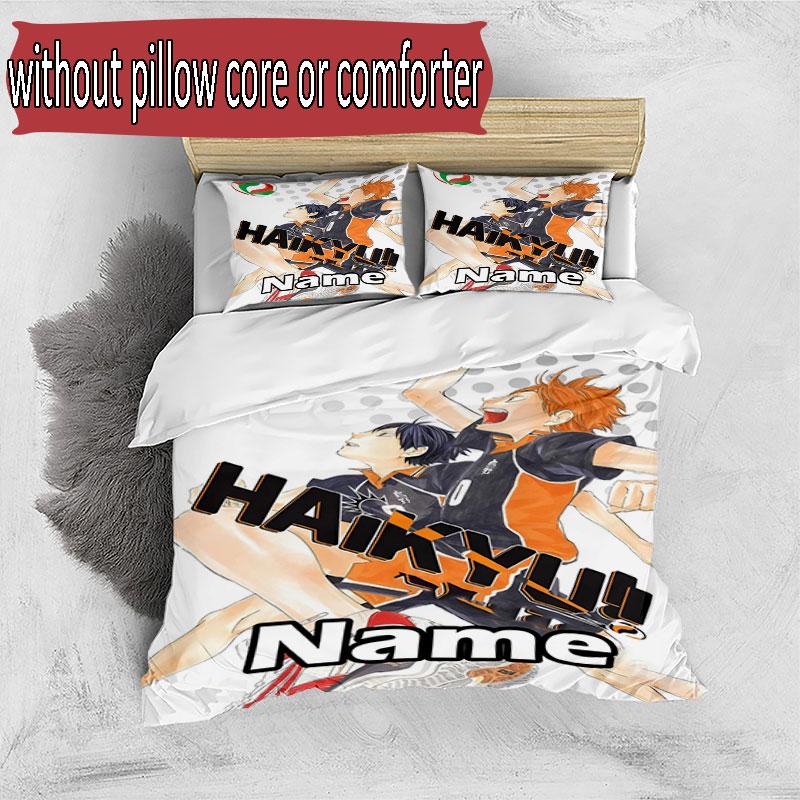 3-teiliges Bettbezug-Set (1 * Bettbezug + 2 * Kissenbezug, ohne Kern), Maßgeschneidertes Haikyu Muster Bettwäscheset, Heim Schlafzimmer Dekor Geschenk