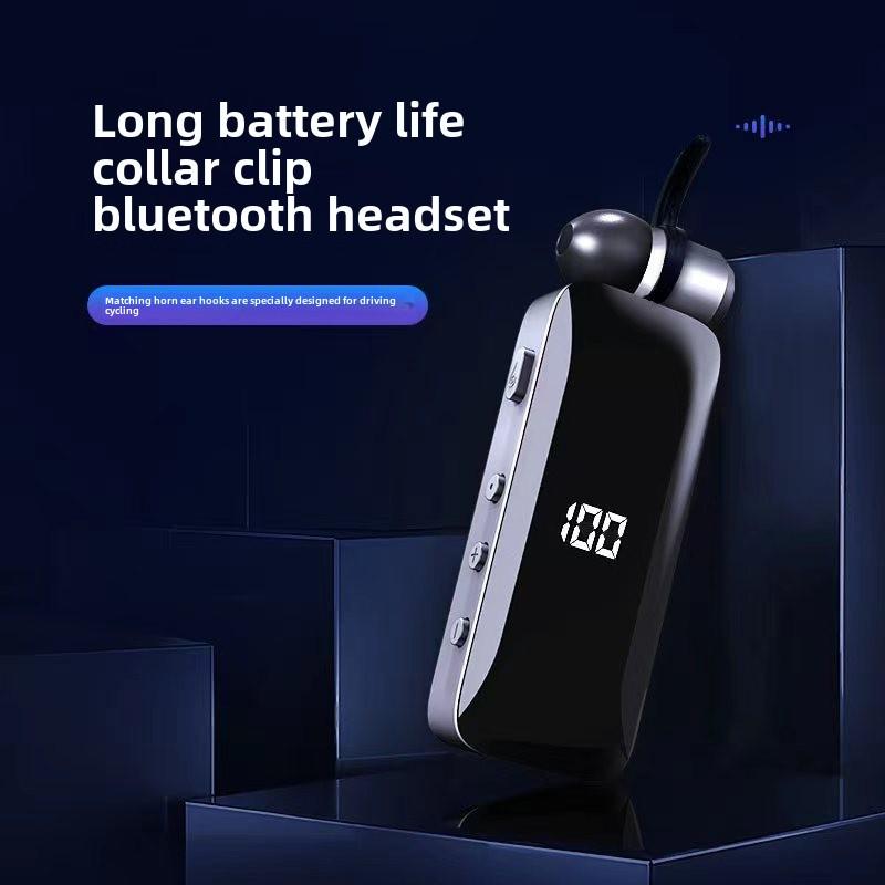 Wireless Sports Retractable Bluetooth Headset Noise Reduction Extra Long Standby Collar Clip Incoming Vibration