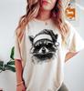 Cool Raccoon Christmas Comfort Colors Shirt, Funny Holiday Animal Tee, Hipster Santa Hat Shirt, Retro Xmas Graphic T-Shirt, Raccoon Lover