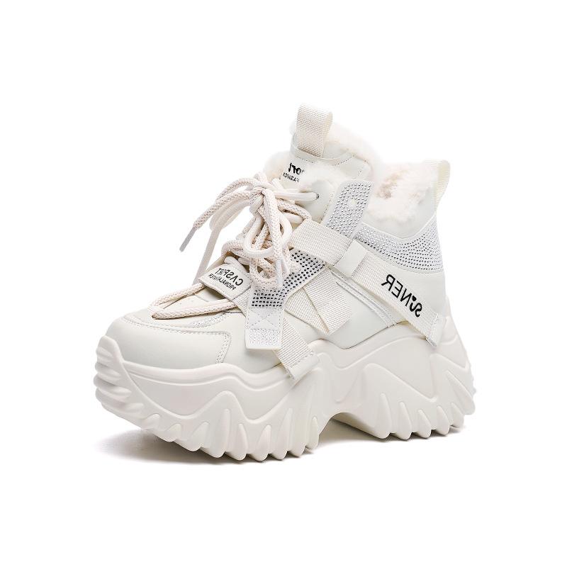 Autumn new versatile casual velvet warm thick-soled muffin heightening sports shoes small women's shoes