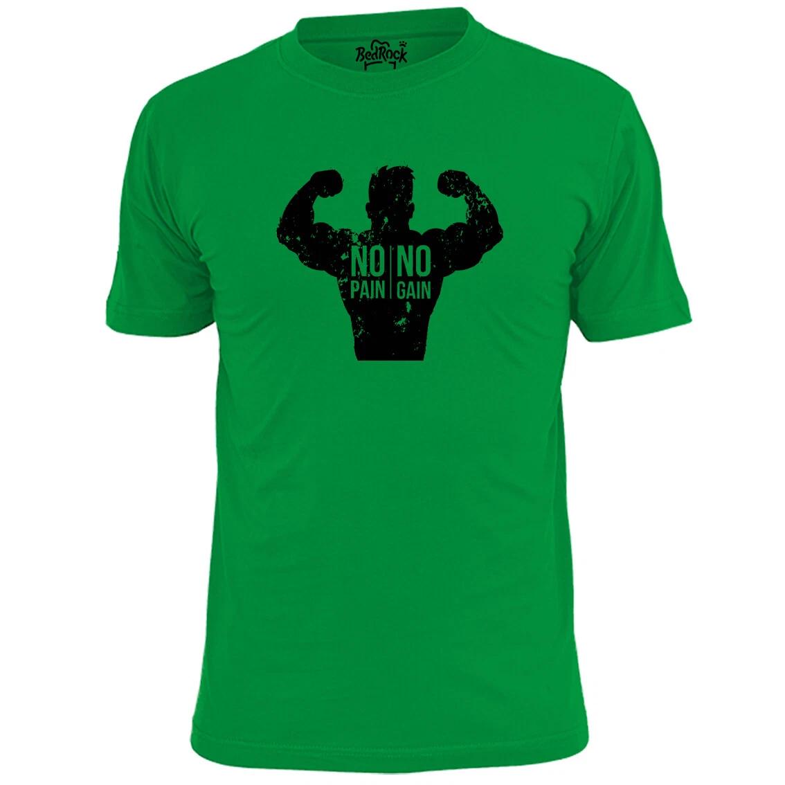 Mens No Pain No Gain T shirt Gym Training Weights L