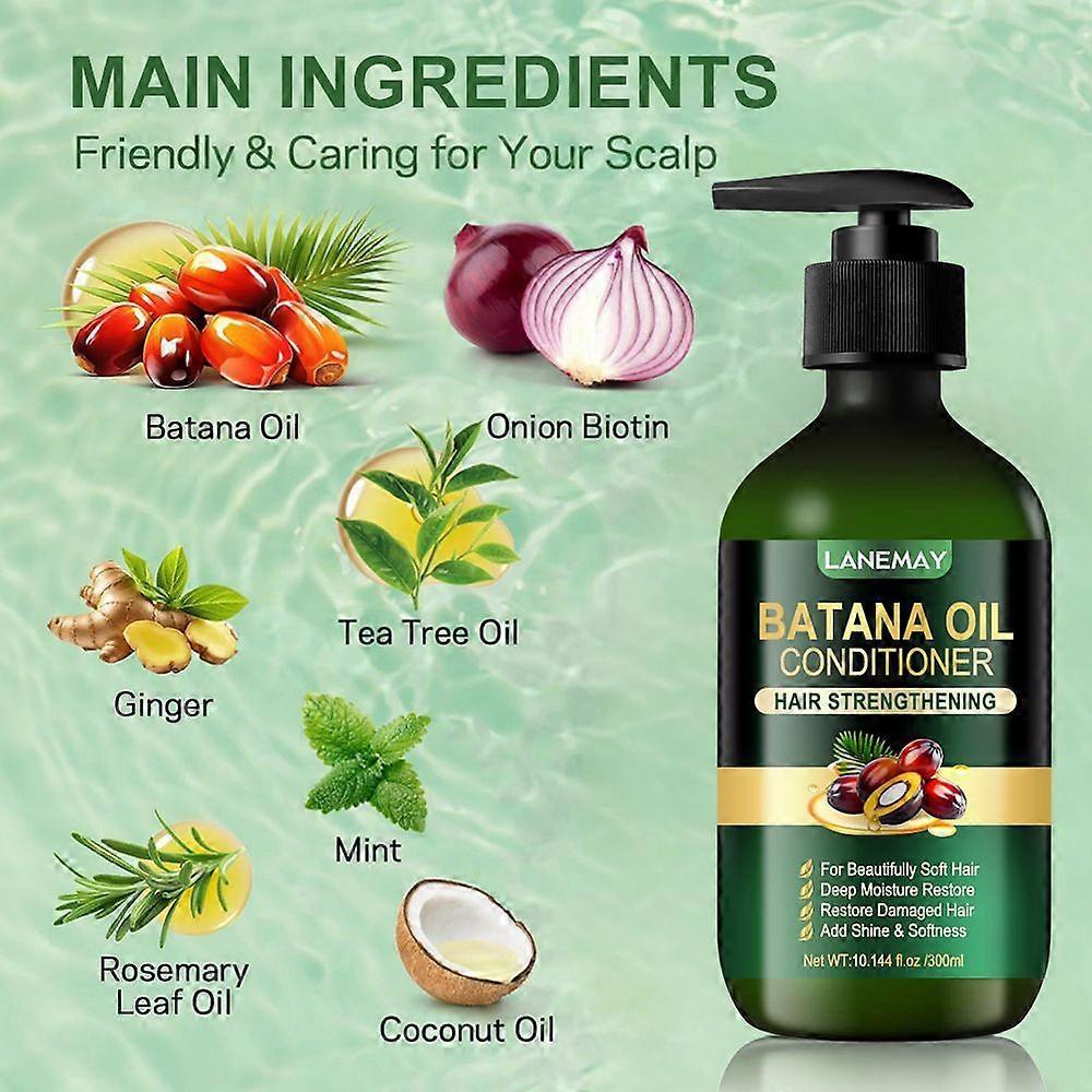 Batana Oil Shampoo & Conditioner Set for Thinning Hair & Hair Loss, Batana Oil for Hair Growth, Hair Strengthening, Hydarting & Nourishing, 300ML*2