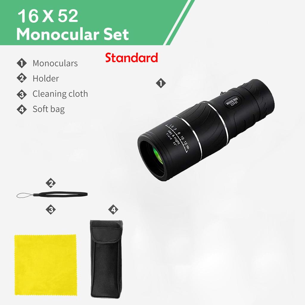 Hd Portable Scope 16x52 Dual Focus Monocular Telescope Hunting Spotting Handheld Binoculars 66m/8000m For Tourism Fishing