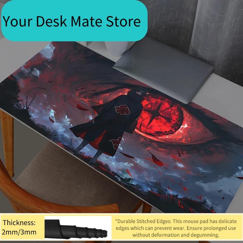 Alfombrilla de ratón Anime Naruto Itachi Uchiha Gamer Grande XXL Tableta Teclado Varmilo Alfombra Kawaii Accesorios de Gaming Alfombrilla de ratón