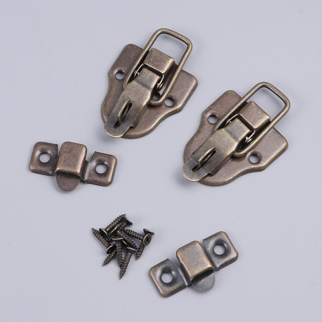 2pcs Alloy Latch For Gift Box Locking Clasp Wooden Jewelry Cabinet Chest Decorative Hook Lock Small Box Packing Buckle