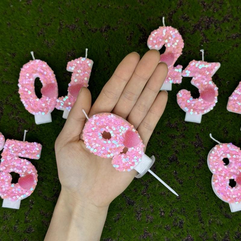 Digitale Geburtstagskerzen Kuchen Dekoration Erster Geburtstag Feier Rosa Liebesherz