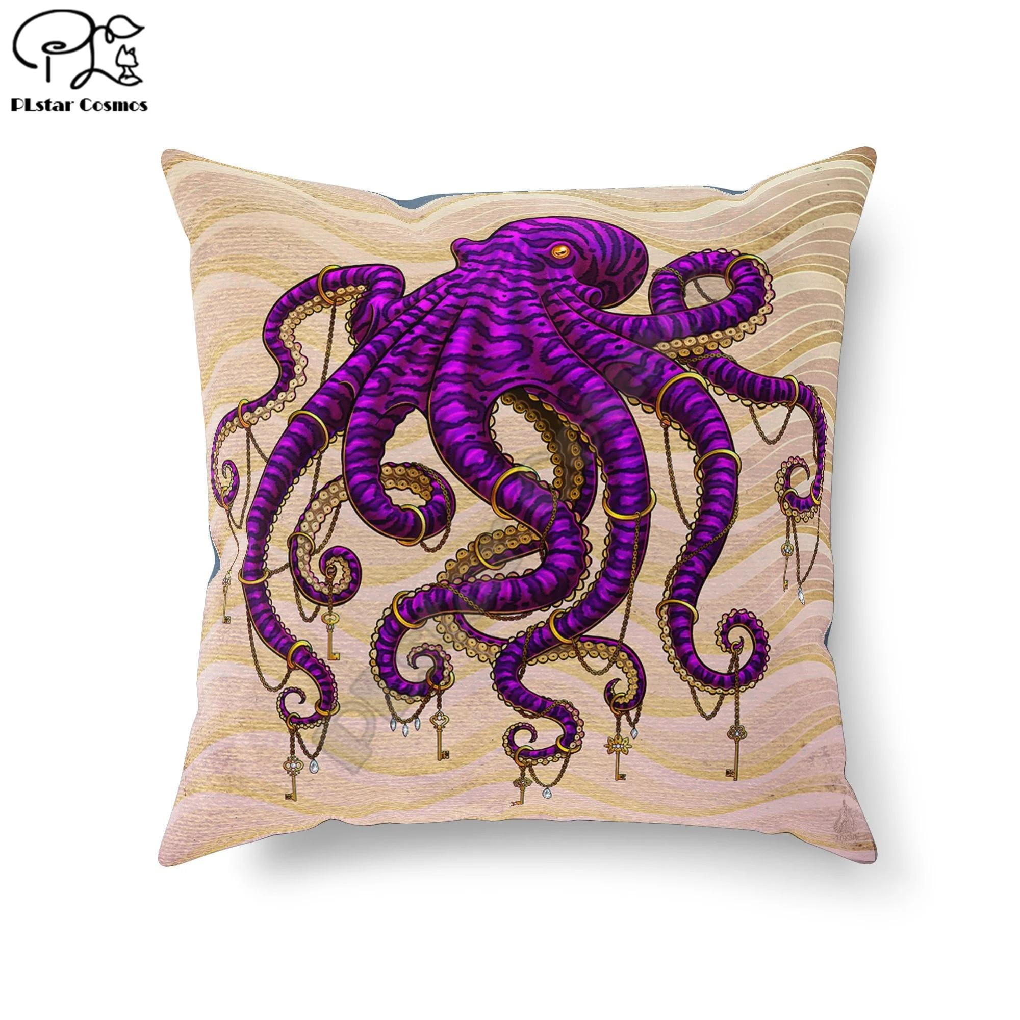 

Психоделічна декоративна подушка Декоративна акцентна подушка Психоделічний декор кімнати Еклектичний веселий дім - пастельний панк Чорний восьминіг 50cm X 50cm